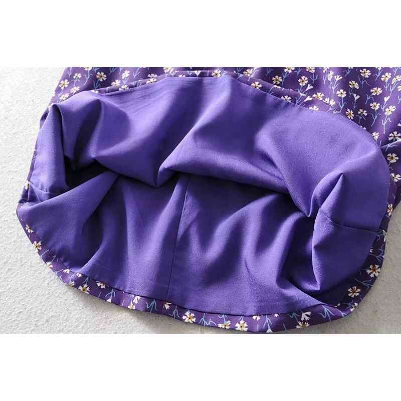 Sexy French Purple Floral Print Spaghetti Strap Women Mini Dress Square Collar Sling Holiday Dresses 210429