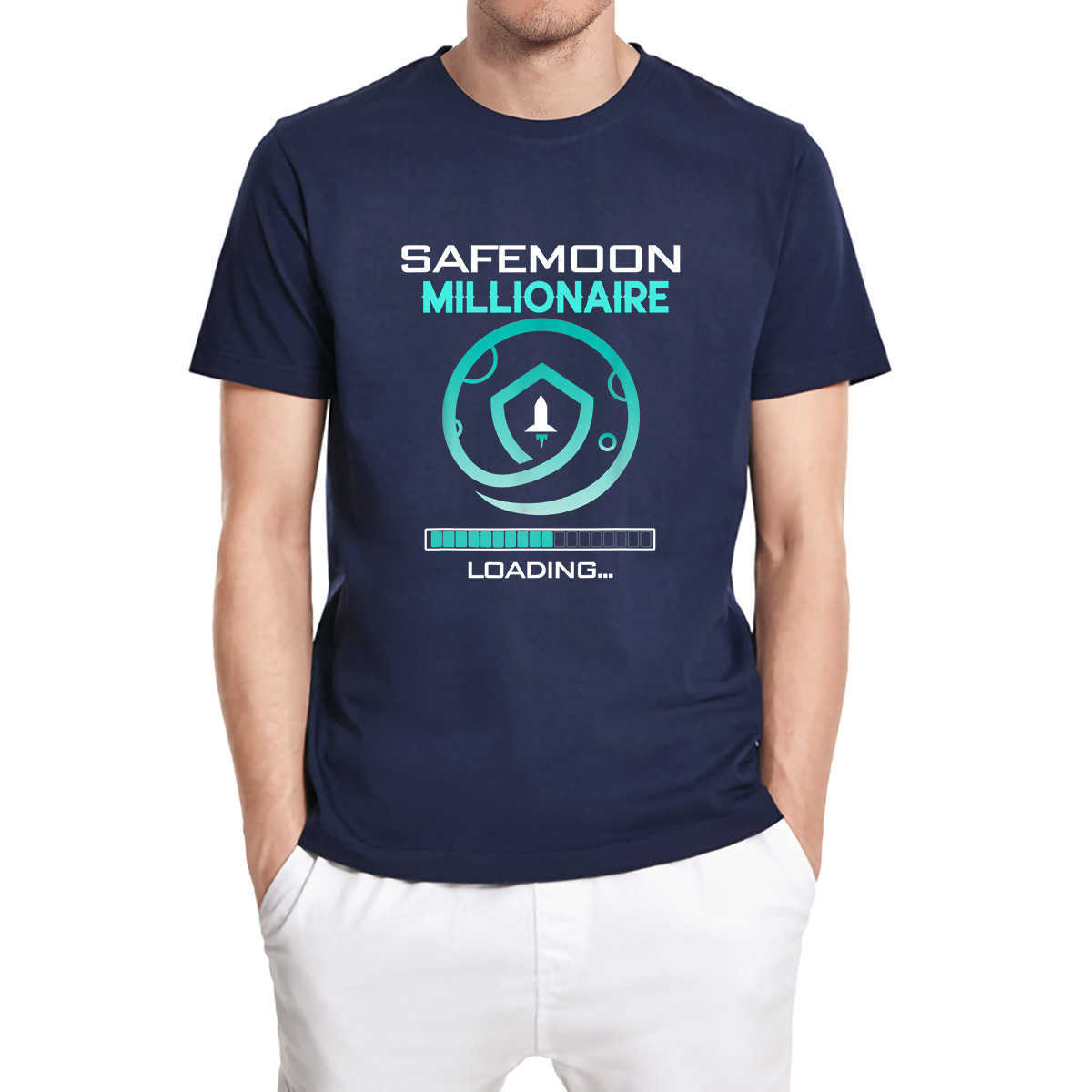 Funny Safemoon Millionaire Loading Cryptocurrency Men's Shirt Short Sleeve Vintage Unisex T-Shirt Cotton Tops Tee Oversize 210629
