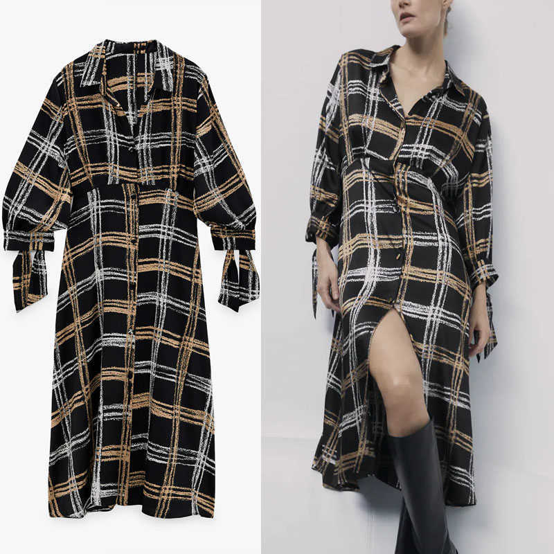 Za Vintage Plaid Shirt Dress Women Long Sleeve Bow Cuffs Office Lady Midi Dresses Female Chic Front Button Elegant Vestido 210602, Black
Za Vintage Plaid Shirt Dress Women Long Sleeve Bow Cuffs Office Lady Midi Dresses Female Chic Front Button Elegant Vestido 210602, Black