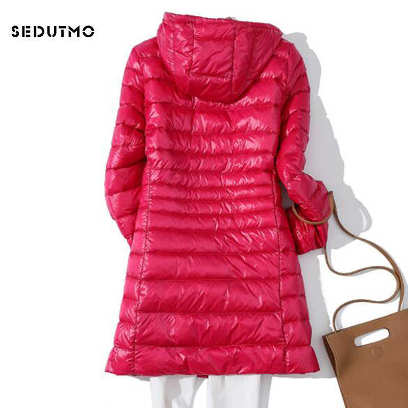 SEDUTMO Winter Ultra Light Long Womens Down Jackets Plus Size 7XL Duck Down Coat Puffer Jacket Slim Hooded Parkas ED621 210819