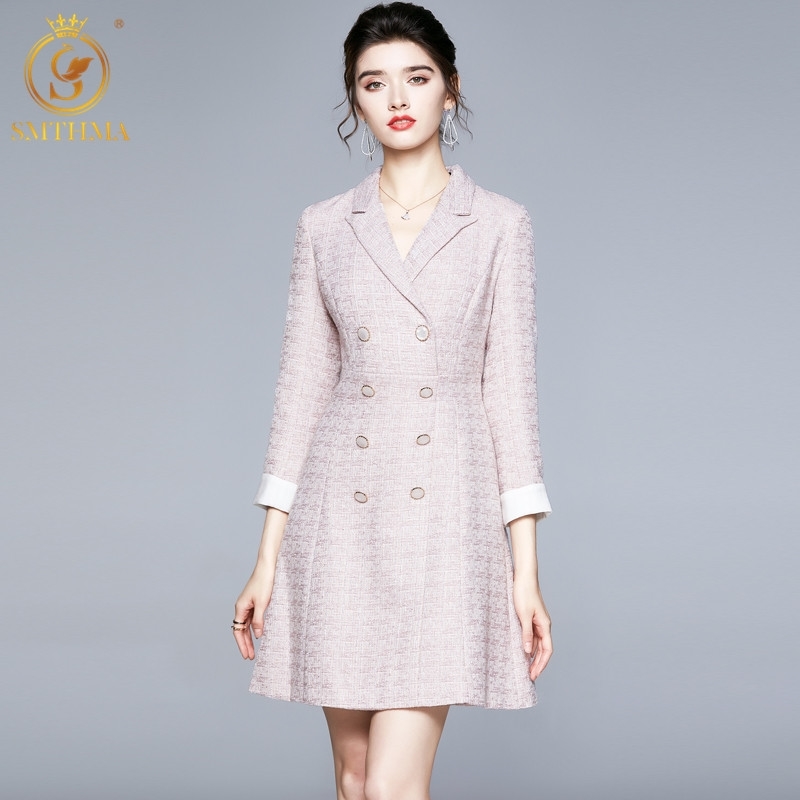 Women Tweed Notched Long Sleeve Double Breasted Pleated Slim Mini Dress Autumn And Winter Lady Vestido Da Festa 210520, Photo color
Women Tweed Notched Long Sleeve Double Breasted Pleated Slim Mini Dress Autumn And Winter Lady Vestido Da Festa 210520, Photo color