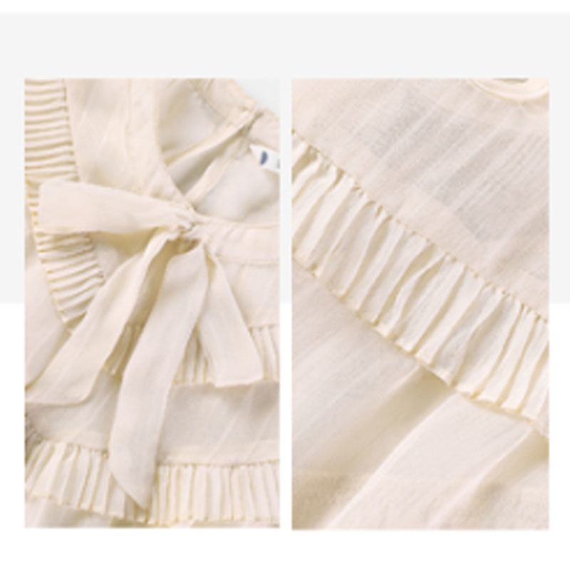 Fashion Ladies Tops Long Sleeve Casual Elegant Bow Chiffon Solid Beige Women Blouses and 5323 50 210427