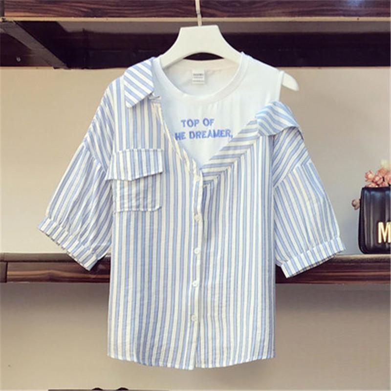 Fashion Runway Summer Girl Two Pieces Set Letters Embroidery Off Shoulder Striped Blouse Shirt+Mini Short Skirts Suits Female Piece Dress