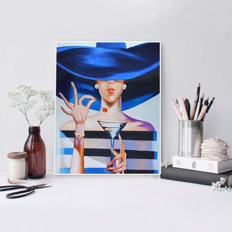 Drinking Woman Canvas Painting Character Oil Painting Prints Wall Art Posters and Prints Cuadros Wall Picture For Bedroom Decor