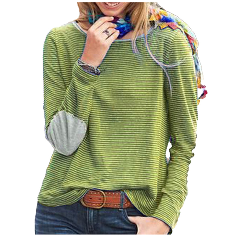 Women's Vintage Striped O-Neck Casual Spring Oversized T Shirt Harajuku Shirts Tops Ladies Plus Size Long Sleeve Pullover 210515