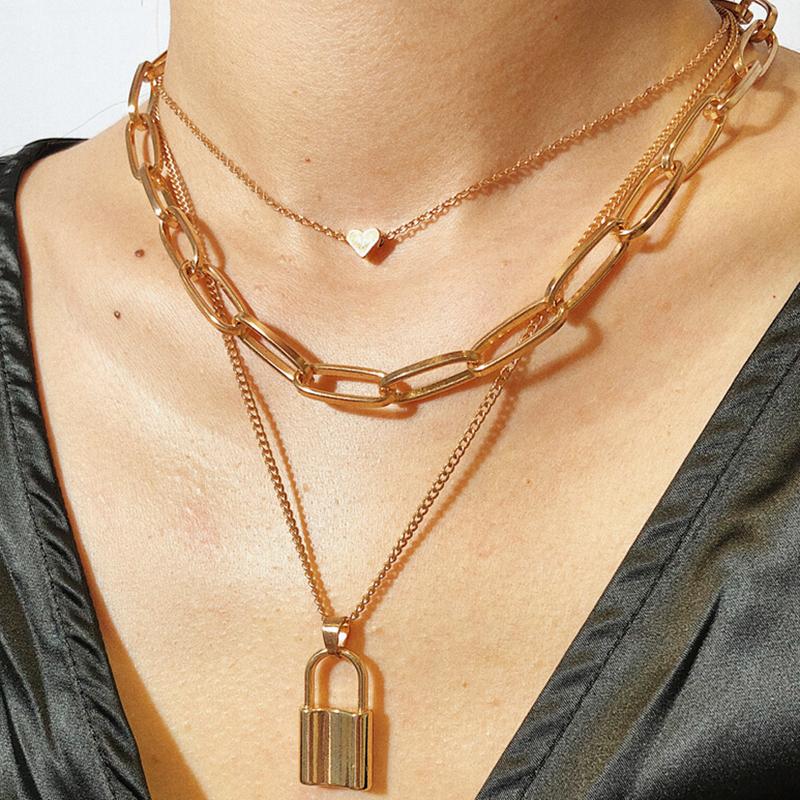 Pendant Necklaces 1pcs Single/Two/Three Layer Lover Lock Choker Necklace Steampunk Padlock Heart Chain Couple Jewelry Gift
Pendant Necklaces 1pcs Single/Two/Three Layer Lover Lock Choker Necklace Steampunk Padlock Heart Chain Couple Jewelry Gift