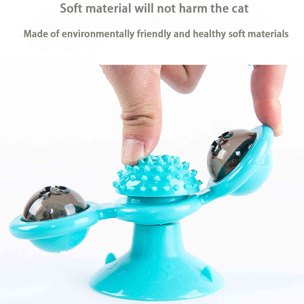 Cat Windmill Toy Portable Scratch Hair Brush Cat Toys With Catnip LED Ball Teeth Cleaning Pet Products Cats Puzzle Training Toy
