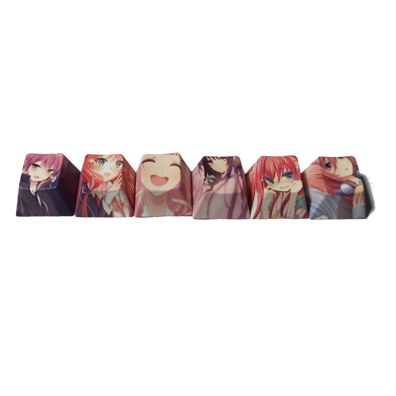 6Pcs Cartoon Anime Girl PBT Dye Sublimation Keycap Mechanics Keyboard Keycap OEM