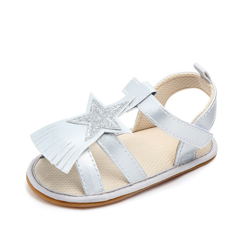 Melario Newborn Baby Shoes Summer Fashion Toddler Girls Star Appliques Sandals Kids Sweet Hook & Loop Shoes 210412