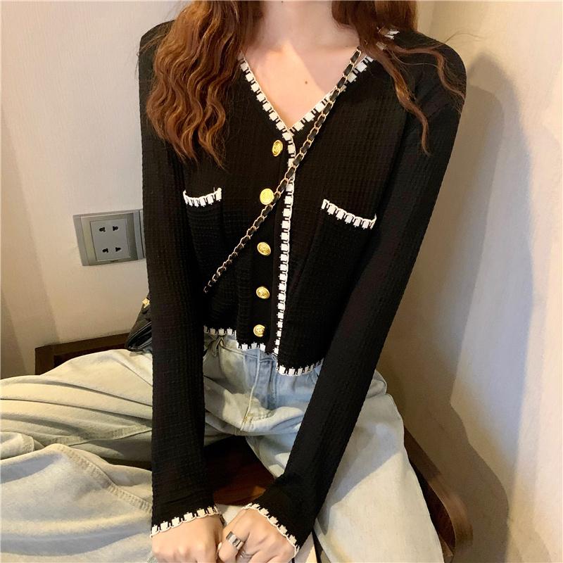 Women's Jackets Short Bottoming Spring Style 2021 Buckle V-neck Long Sleeve Knitted Cardigan Top, Black;brown
Women's Jackets Short Bottoming Spring Style 2021 Buckle V-neck Long Sleeve Knitted Cardigan Top, Black;brown
