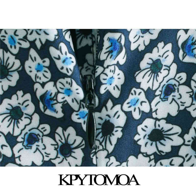 Women Chic Fashion Floral Print Patchwork Mini Dress Peter pan Collar Back Zipper Female Dresses Mujer 210420