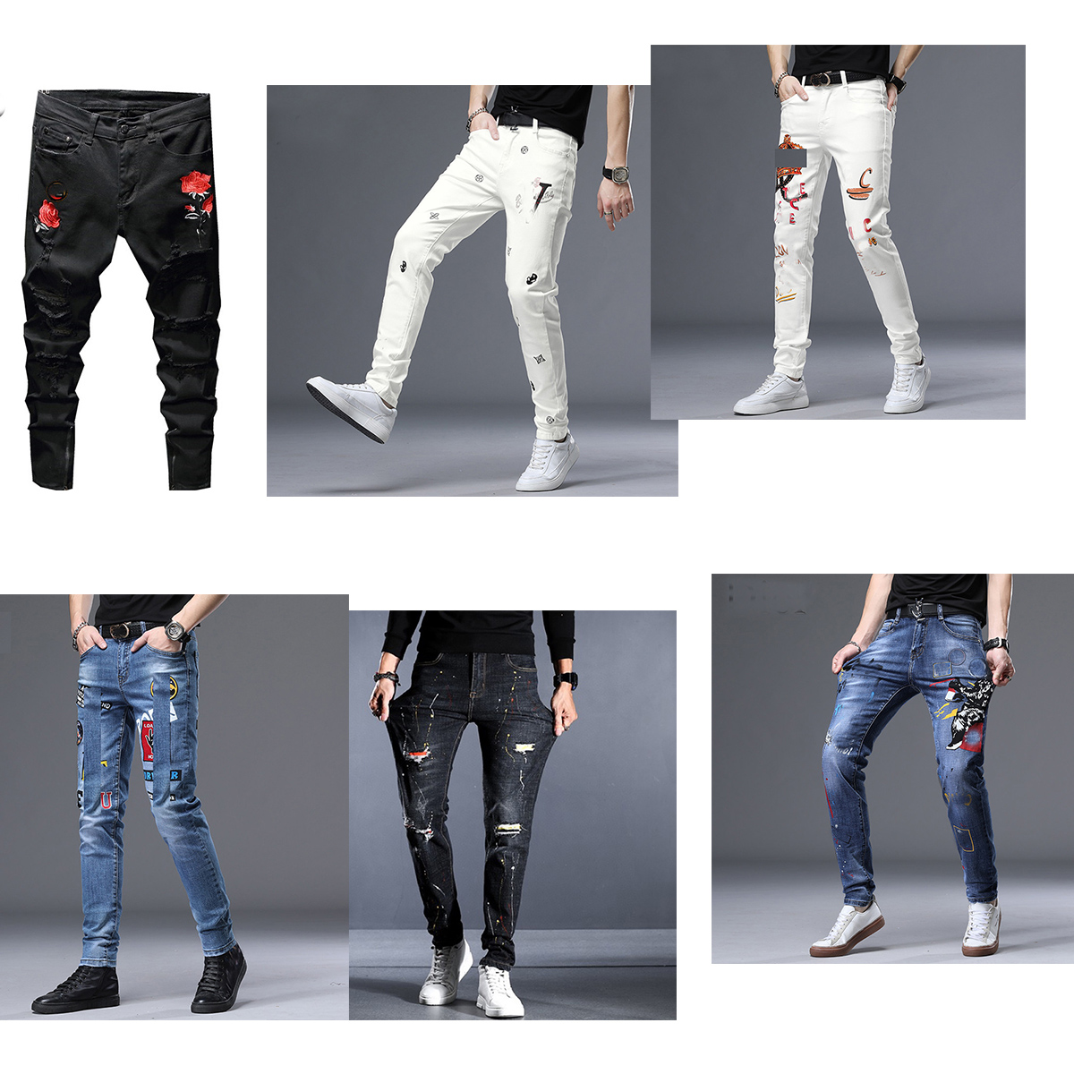 Men's jeans black luxury European high-quality street motorcycle rider antique hole brand pants boys top hip-hop level slim and beautiful, Blue
Men's jeans black luxury European high-quality street motorcycle rider antique hole brand pants boys top hip-hop level slim and beautiful, Blue