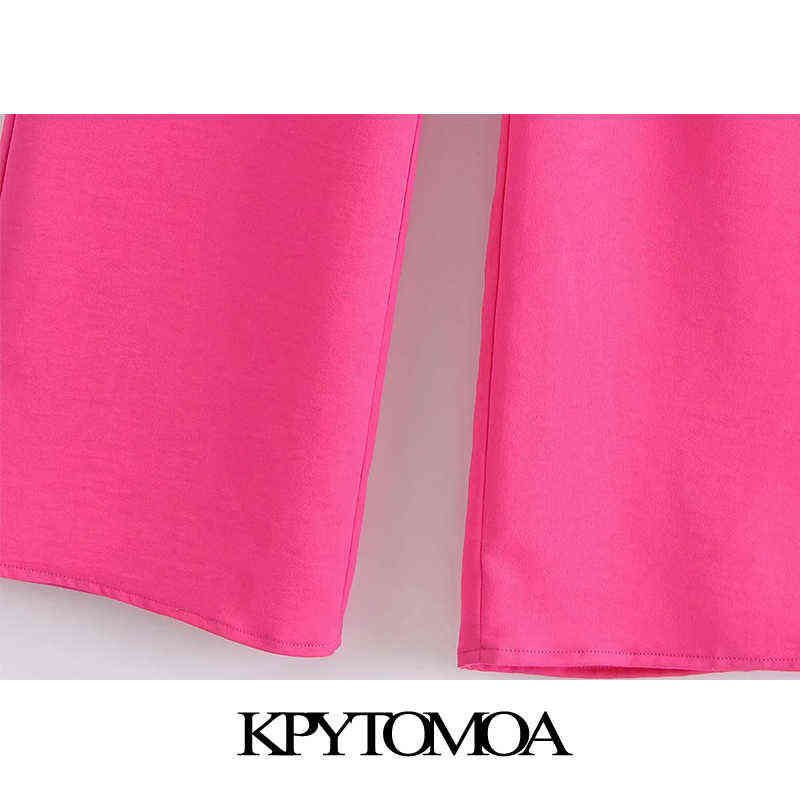 KPYTOMOA Women Chic Fashion Side Pockets Loose Fitting Pants Vintage High Elastic Waist Drawstring Female Trousers Mujer 211115