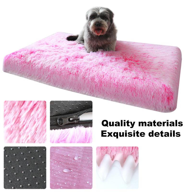 Kennels & Pens Long Plush Dog Bed Pet Cushion Rectangular Blanket Soft Fleece Cat Puppy Chihuahua Sofa Mat Pad For Small Large Dogs