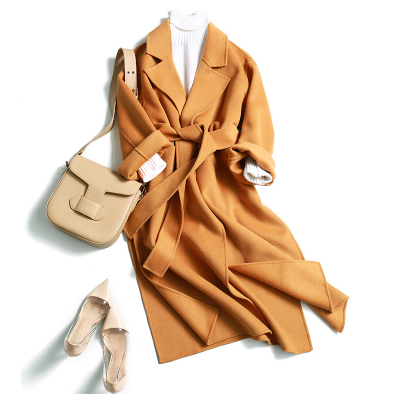 Women Long Wool Coat Winter Fashion Warm Woolen Blends Female Loose Batwing Sleeve Solid Color Elegant Woolen Coat Outwear 210414