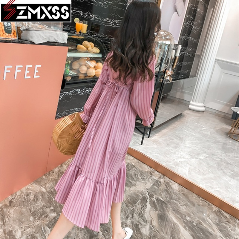 SZMXSS New Fall Long Sleeve Dress Dot Temperament Dress Female Loose Vintage Dress Casual A-Line Lantern Sleeve Dresses 210409