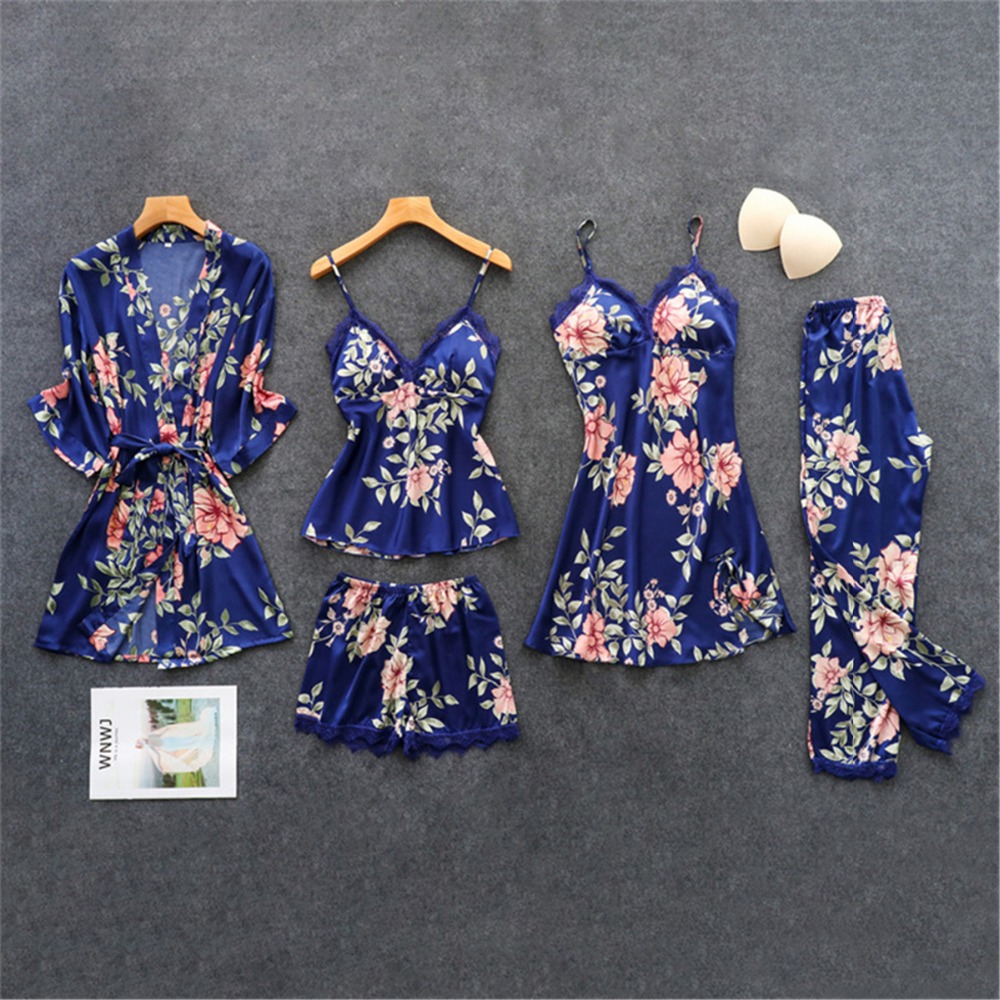 2021daeyard womens pajamas silk floral overall print 5pcs pajama set satin pyjamas lace pijama nightie sleepwear home clothes, Black;red
2021daeyard womens pajamas silk floral overall print 5pcs pajama set satin pyjamas lace pijama nightie sleepwear home clothes, Black;red
