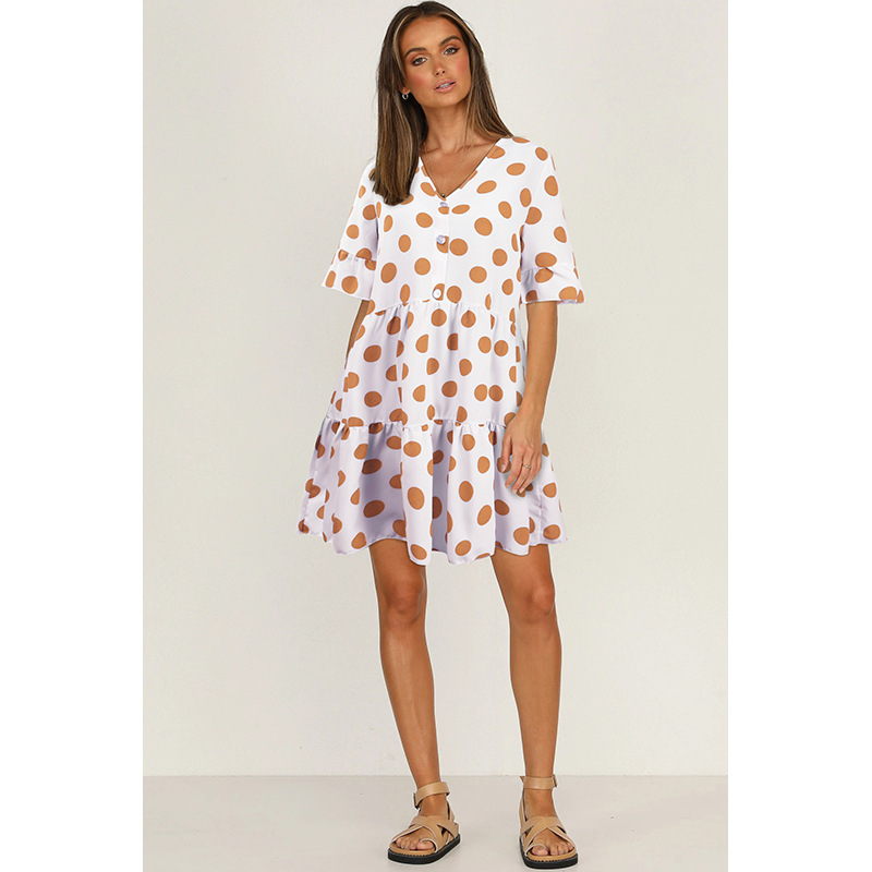 Women Dress V-neck Vintage Dot Dresses Plus Size Sexy Summer For Girls Fashion Clothes 210513