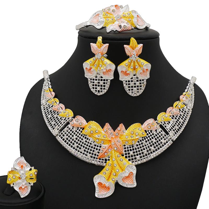 Earrings & Necklace Fashion African Jewelery Set Earring Bangle Ring Multicolor Jewerly For Women Wedding Party Bridal Jewelry Sets, Silver
Earrings & Necklace Fashion African Jewelery Set Earring Bangle Ring Multicolor Jewerly For Women Wedding Party Bridal Jewelry Sets, Silver