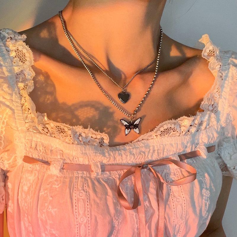 Pendant Necklaces Y2k Aesthetic Butterfly Necklace Stainless Steel Heart Charm Multi-layer For E-girl Harajuku Clavicle Chain
Pendant Necklaces Y2k Aesthetic Butterfly Necklace Stainless Steel Heart Charm Multi-layer For E-girl Harajuku Clavicle Chain