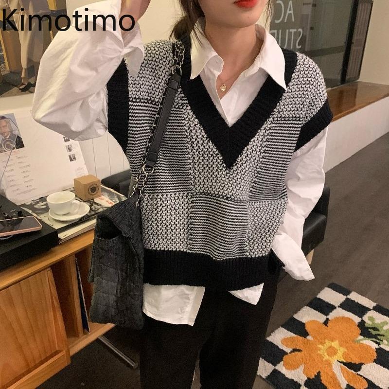 Women's Vests Kimotimo Color Contrast Knit Vest Women 2021 Autumn Winter Overlap V-neck Waistcoat Korean Chic All-match Sweater Pullover Ins, Black;white
Women's Vests Kimotimo Color Contrast Knit Vest Women 2021 Autumn Winter Overlap V-neck Waistcoat Korean Chic All-match Sweater Pullover Ins, Black;white