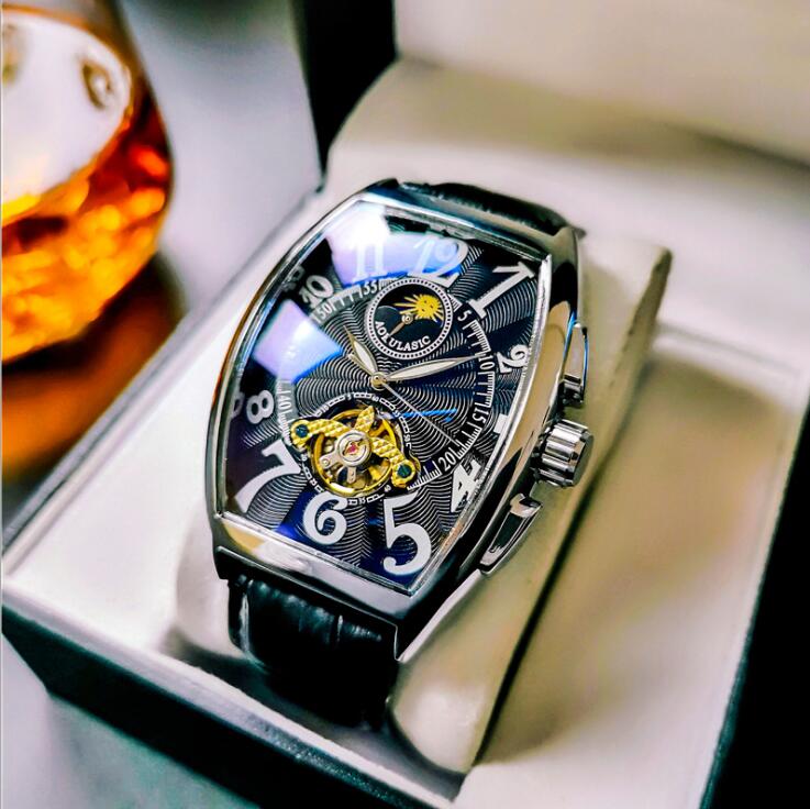 AOKULASIC brand watch mechanical Automatic movement Leather Strap men's Business fashion watches AOK02-3