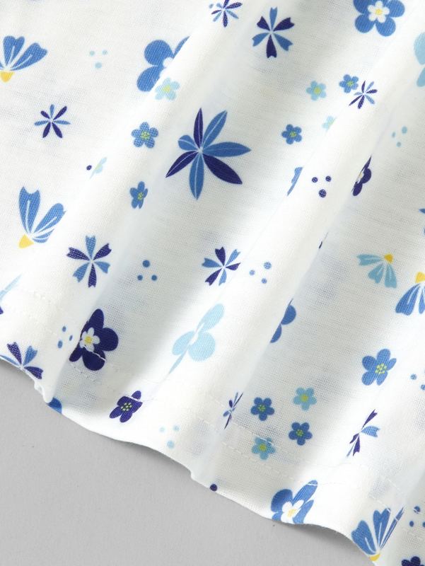 Toddler Girls Floral Print Ruffle Trim Bow Front Asymmetric Neck Dress SHE