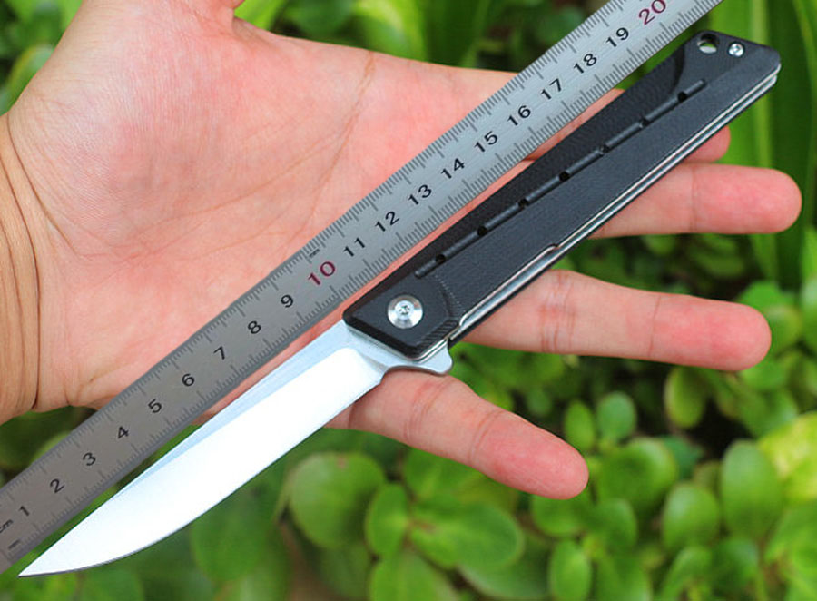 1Pcs Flipper Folding Knife 8Cr14Mov Satin Drop Point Blade Black G10 + Stainless Steel Handle Ball Bearing Fast-opening EDC Pocket Knives
1Pcs Flipper Folding Knife 8Cr14Mov Satin Drop Point Blade Black G10 + Stainless Steel Handle Ball Bearing Fast-opening EDC Pocket Knives