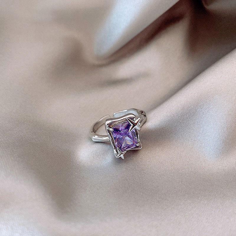 Wedding Rings Ring Cold Wind Senior Hao Stone Color Purple Zircon Niche Design Ins Simple Personality Fashion Student Girl For Women, Slivery;golden
Wedding Rings Ring Cold Wind Senior Hao Stone Color Purple Zircon Niche Design Ins Simple Personality Fashion Student Girl For Women, Slivery;golden
