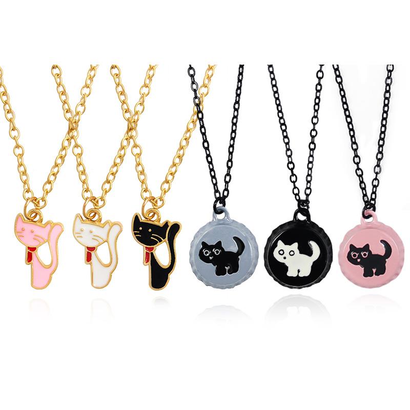 Chains Cute Cat Pendant Necklace Pink White Black Blue For Women Girls Children Fashion Cartoon Animal Necklaces Jewelry Gifts, Silver
Chains Cute Cat Pendant Necklace Pink White Black Blue For Women Girls Children Fashion Cartoon Animal Necklaces Jewelry Gifts, Silver