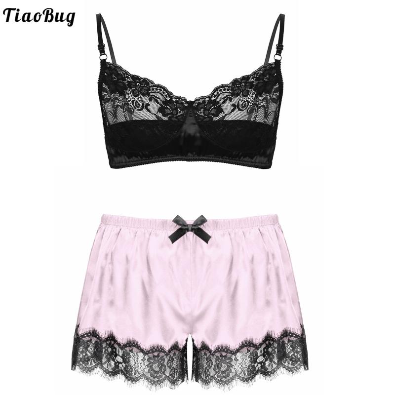 Bras Sets TiaoBug Men Patchwork Lingerie Set Sissy Gay Sleepwear Nightwear Wireless Unlined Bra Tops With Lace Trimming Satin Shorts, Green
Bras Sets TiaoBug Men Patchwork Lingerie Set Sissy Gay Sleepwear Nightwear Wireless Unlined Bra Tops With Lace Trimming Satin Shorts, Green