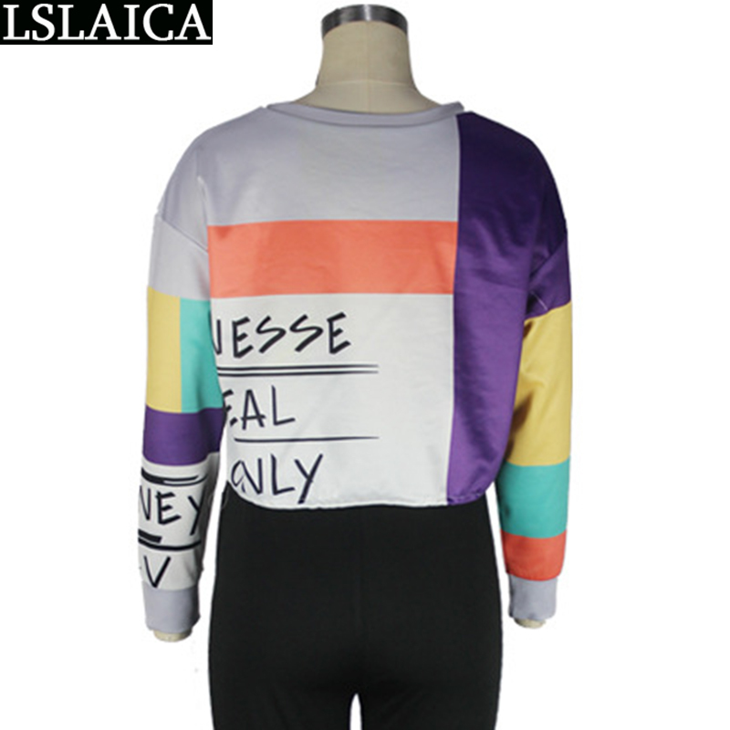 Tops for Women Fashion Colorful Long Sleeve Casual Sweatshirts Letter Printing Fitness Tracksuit O Neck Sudaderas De Mujer 210520