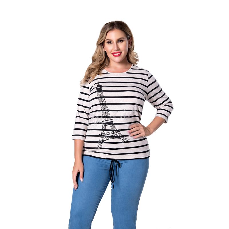 Plus Size T-Shirt Spring Women T Shirt Striped Tower Printed O Neck For Female Casual Coat Outerwear Arrival F8666, Black
Plus Size T-Shirt Spring Women T Shirt Striped Tower Printed O Neck For Female Casual Coat Outerwear Arrival F8666, Black