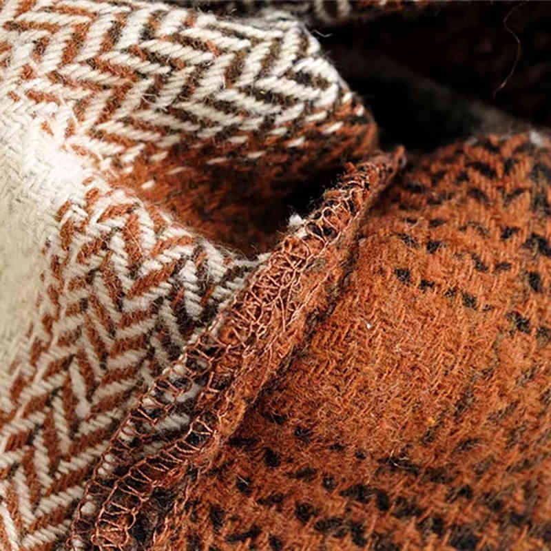 Women Autumn-Winter Fashion Contrast Color hm Long Jacket Female Vintage Plaid Single Breasted Loose Outwear Casual Coats 210421