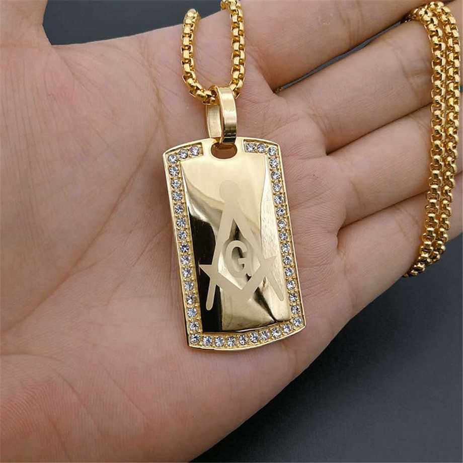 Men's Masonic Dog Tag Pendant Necklace with CZ Men Jewelry Stainless Steel mason Gold Tone Hip Hop Accessories
Men's Masonic Dog Tag Pendant Necklace with CZ Men Jewelry Stainless Steel mason Gold Tone Hip Hop Accessories