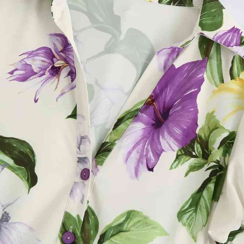 Elegant Women Floral printing Sashes Shirtwaist dress Femme Lantern Sleeve Midi Dresses Casual Lady Loose Clothes D6183 210430