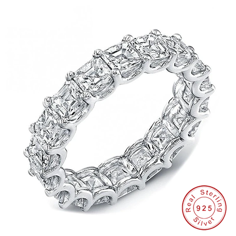 Sparkling Luxury Jewelry Real 925 Sterling Silver Princess Cut Stack White Topaz 4MM CZ Diamond Gemstones Moissanite Women Wedding Band Ring, Slivery;golden
Sparkling Luxury Jewelry Real 925 Sterling Silver Princess Cut Stack White Topaz 4MM CZ Diamond Gemstones Moissanite Women Wedding Band Ring, Slivery;golden