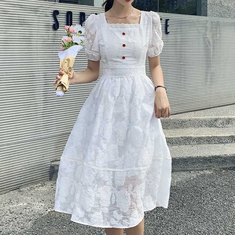 Summer Elegant Square Neck Puff Sleeve Fairy Dress Vintage Female French Slim Waist Casual Party Robe 210526, White
Summer Elegant Square Neck Puff Sleeve Fairy Dress Vintage Female French Slim Waist Casual Party Robe 210526, White