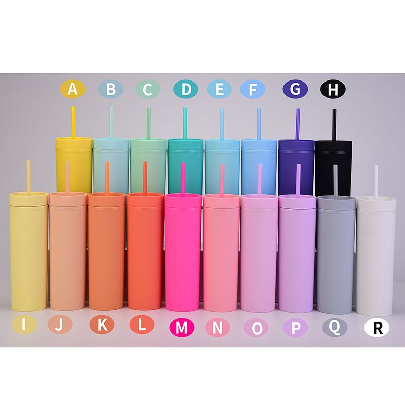 18 Colors Stock Reusable Mugs 16oz Acrylic Skinny Tumblers Matte Colored Cup Double Wall Insulated Water Bottle Coffee Drinking Sippy Cups With Lids & Free Straws, As pic show
18 Colors Stock Reusable Mugs 16oz Acrylic Skinny Tumblers Matte Colored Cup Double Wall Insulated Water Bottle Coffee Drinking Sippy Cups With Lids & Free Straws, As pic show