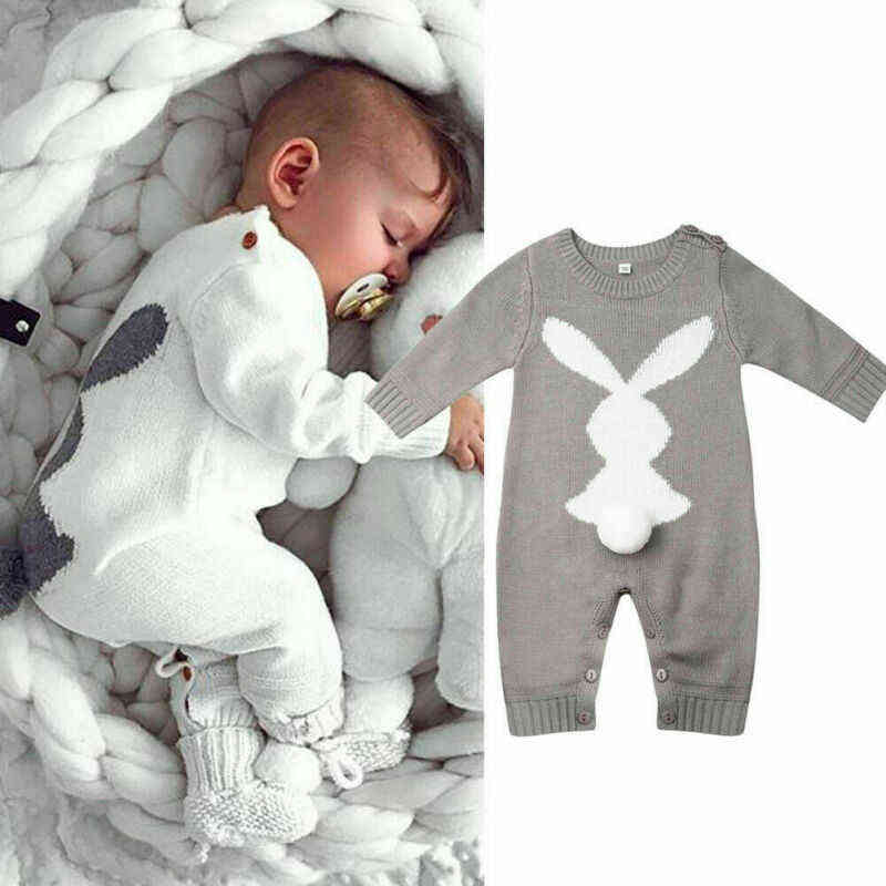 Crochet Knit Rompers For Babies Newborn Infant Baby Boy Girl Knitted Cute Romper Lovely Bunny Jumpsuit Clothes Outfits 0-24M G1221