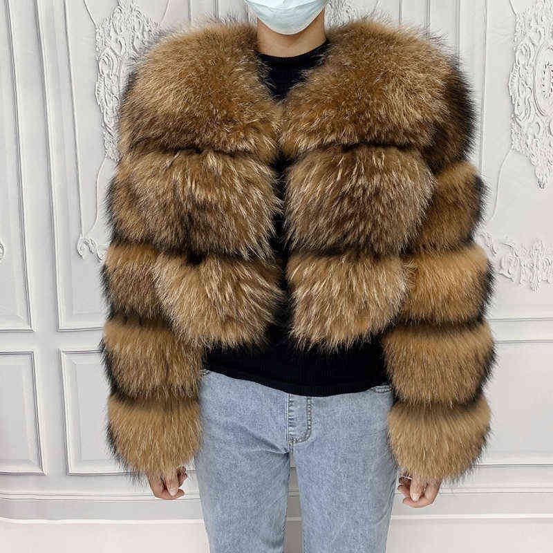 Real Natural Raccoon Jacket Women's Fashion Vest Fur Coat Sleeves Detachable 220112