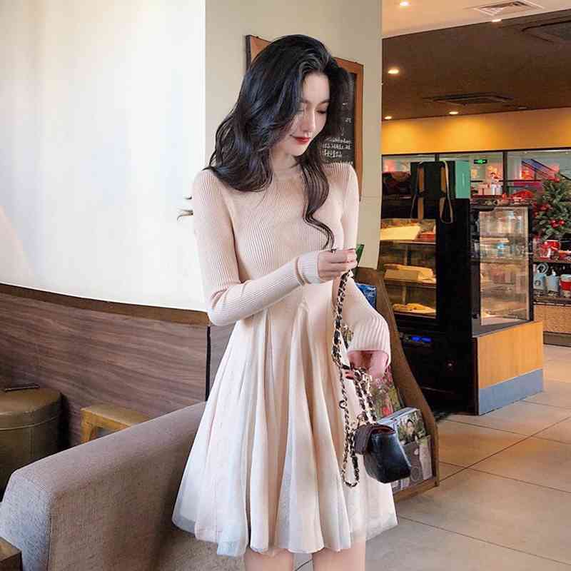 WERUERUYU Women Autumn Winter Sweater Dress Solid Brief A Line Short Dress Female Long Sleeve Knitted Dress 210608, Photo color
WERUERUYU Women Autumn Winter Sweater Dress Solid Brief A Line Short Dress Female Long Sleeve Knitted Dress 210608, Photo color