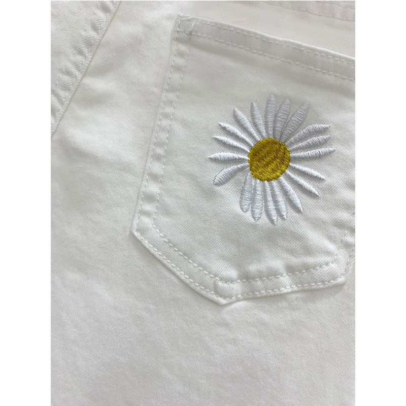 Spring Summer Korea Fashion Women High Waist White Harem Pants Daisy Embroidery Loose Casual Cotton Denim S284 210512