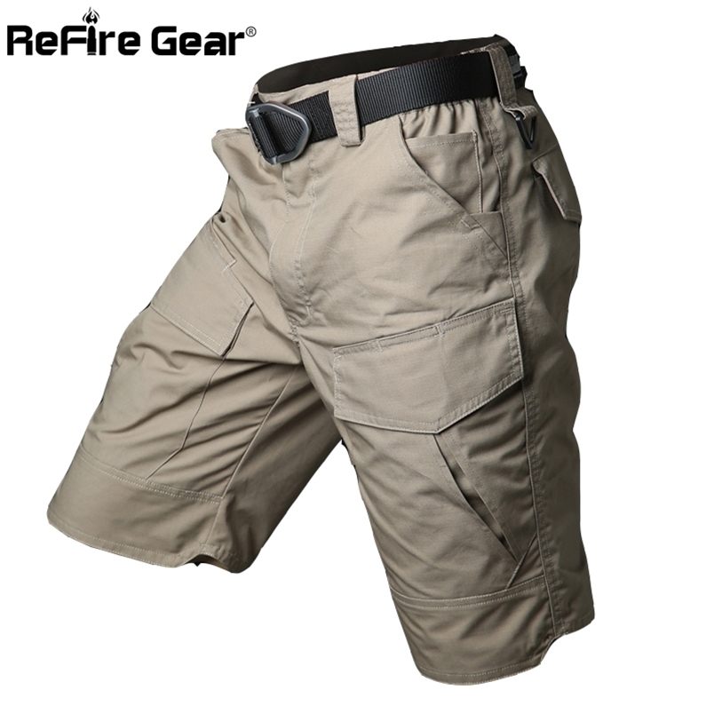 Summer Militar Waterproof Tactical Cargo Shorts Men Camouflage Army Military Short Male Pockets Cotton Rip-stop Casual 210629, Khaki 
Summer Militar Waterproof Tactical Cargo Shorts Men Camouflage Army Military Short Male Pockets Cotton Rip-stop Casual 210629, Khaki