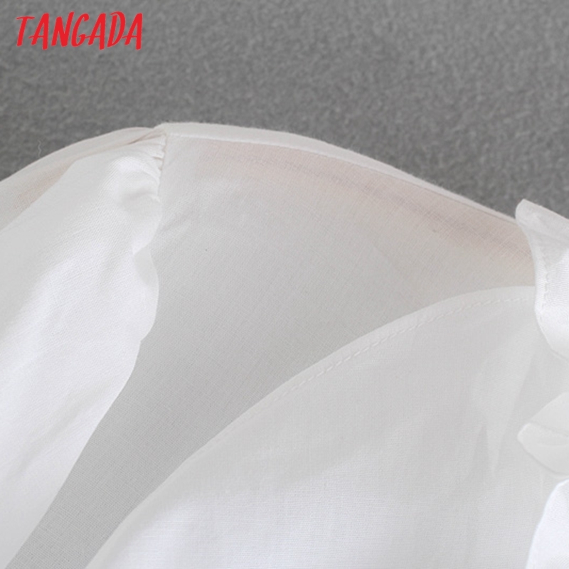 Women Retro Ruffles Beading Buttons Romantic Blouse Long Sleeve Chic Female Shirt Tops 4N22 210416