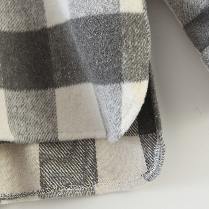 Women Vintage Tweed Plaid Shirt Jacket Long Sleeve Single Breasted Coat With Pockets Turn Down Collar Ladies Jackets 210515