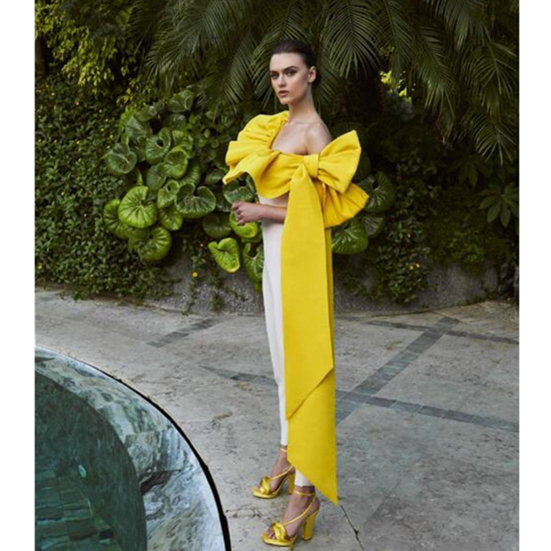 Sexy Prom Dresses Ruffles One Shoulder Satin Jumpsuits Women Formal Wear Ankle Length Elegant Party Evening Dress