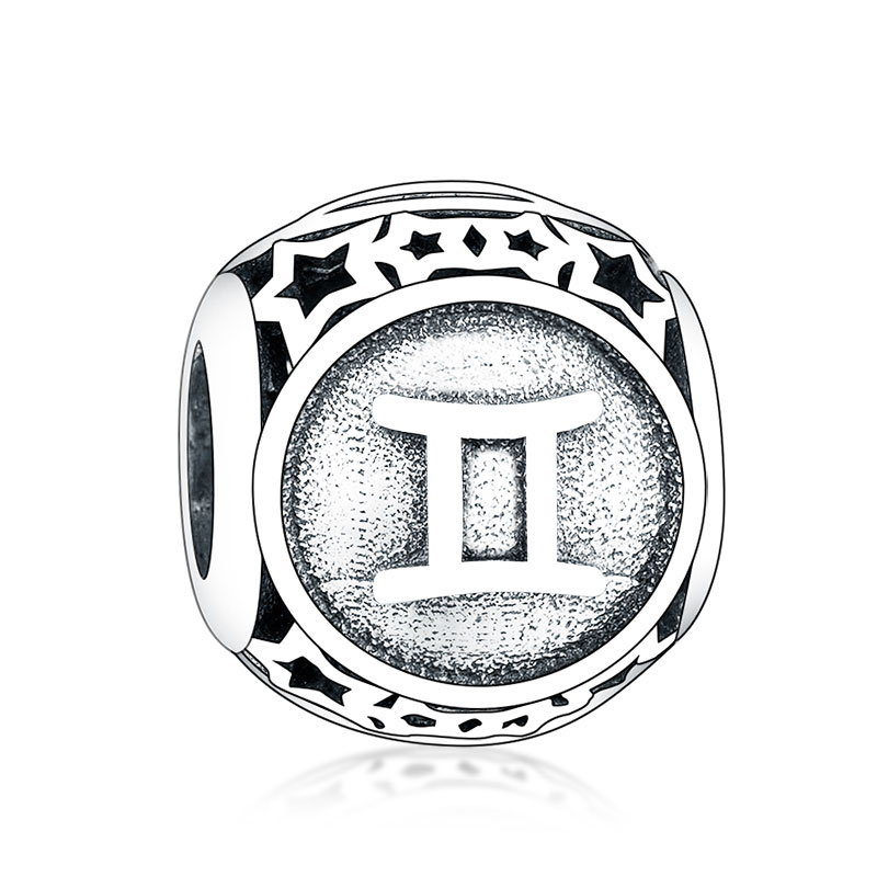 Fit Original Brand Charm Bracelet 925 Sterling Silver Hollow Star Round 12 Constellations Scorpio Aries Beads Making DIY Berloque