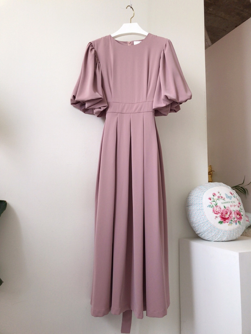 Women Elegant pleated Dress Fashion High Waist Slim Ladies lantern sleeves Chic party Dresses Vestido 210519