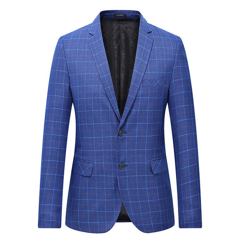 Arrival Plaid Casual Blazer Men Fashion Slim Jacket Suits Masculine Blazer Coat Two-Button Suit Men Formal Suit Jacket 210528
